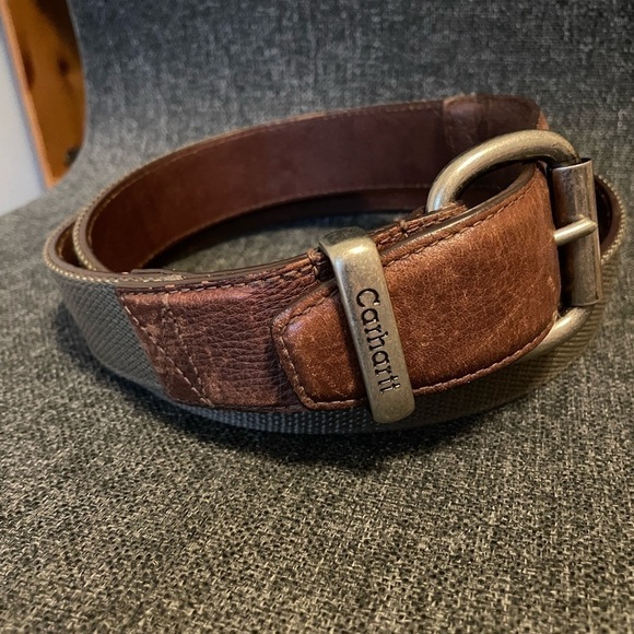 Carhartt Leather and Webbed Nylon Moss Green Belt 42 - Picture 3 of 8